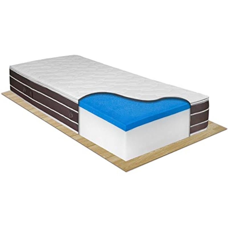Comprarredo Materasso singolo memory e molle biconiche rinforzate STRONG 80×190 altezza 25 cm, ortopedico fino a 130 kilogrammi di portanza con lato estivo/invernale