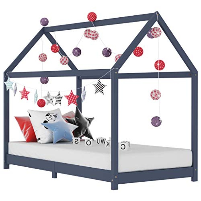 FAMIROSA Giroletto per Bambini Grigio in Massello di Pino 90×200 cm-3354