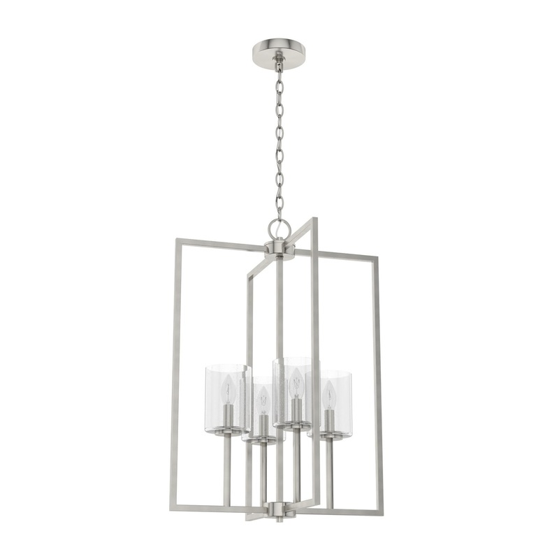 Four Light Foyer Pendant from the Kerrison Collection in Brushed Nickel Finish by Hunter