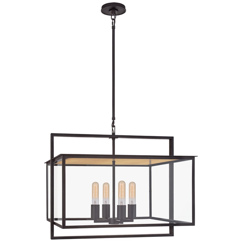 Four Light Hanging Lantern from the Halle Collection in Aged Iron Finish by Visual Comfort Signature
