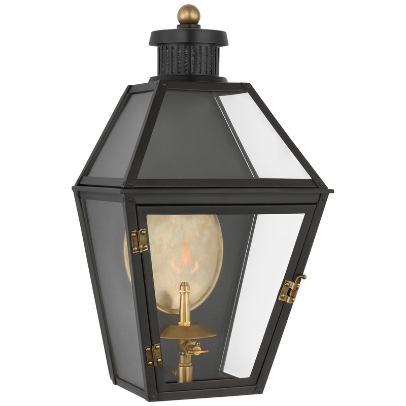 Gas Wall Lantern from the Stratford Gas Collection in Matte Black Finish by Visual Comfort Signature