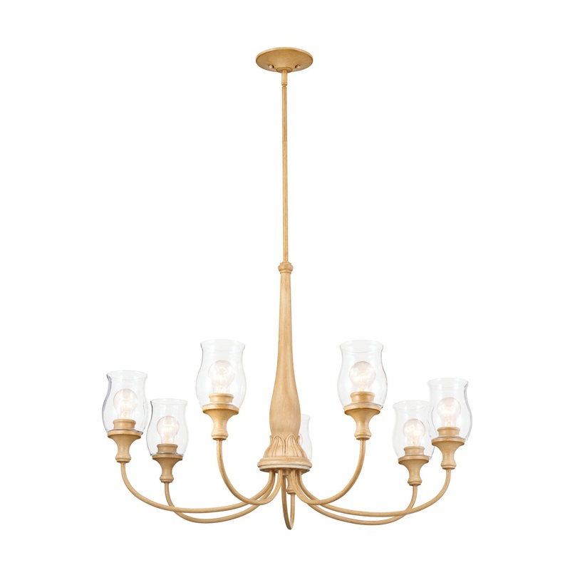 Kichler 52469WMP Seven Light Chandelier, Warm Maple Wood