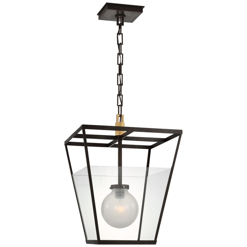 LED Lantern from the Illume Collection in Warm Iron And Antique-Burnished Brass Finish by Visual Comfort Signature