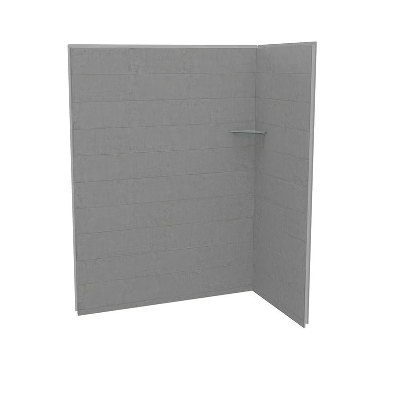 MAAX 107466-305-517 Utile 6036 Composite Direct-to-Stud Two-Piece Corner Shower Wall Kit in Factory Sleek Smoke