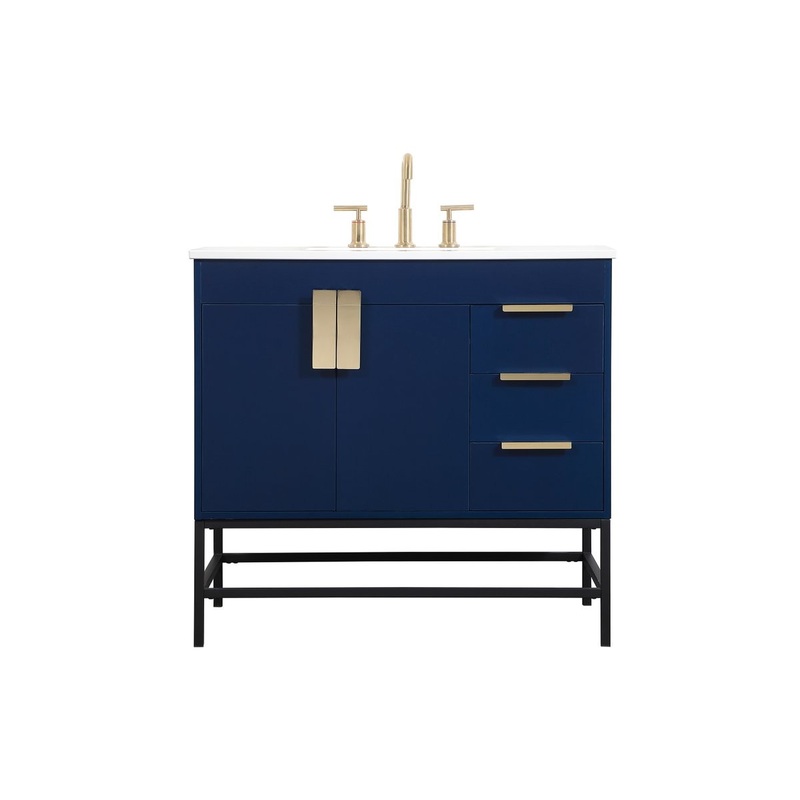 Single Bathroom Vanity from the Eugene Collection in Blue Finish by Elegant Lighting