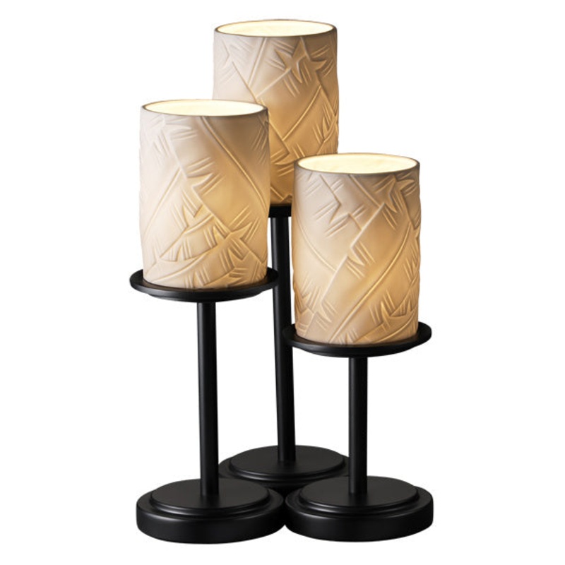 Three Light Table Lamp from the Limoges Collection in Matte Black Finish by Justice Designs