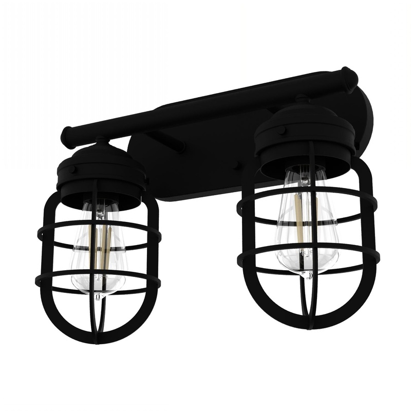 Two Light Vanity from the Starklake Collection in Natural Black Iron Finish by Hunter