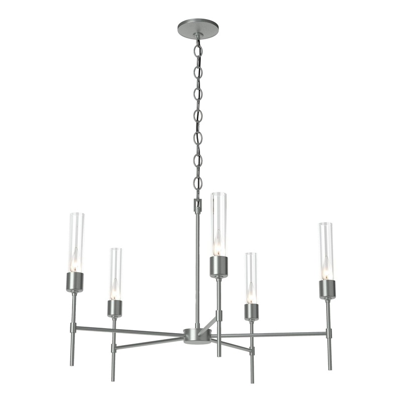 Vela 5-Arm Chandelier Vintage Platinum Clear Glass (ZM)