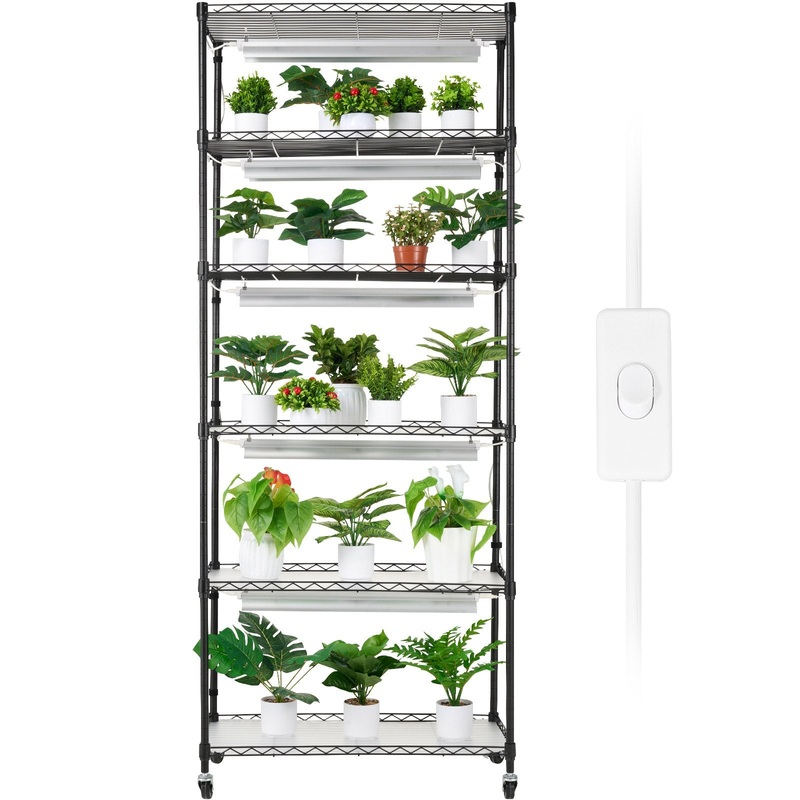 VEVOR DIY Plant Stand with Grow Lights 6 Tiers 192W 70.9″ Tall Plant Grow Shelf