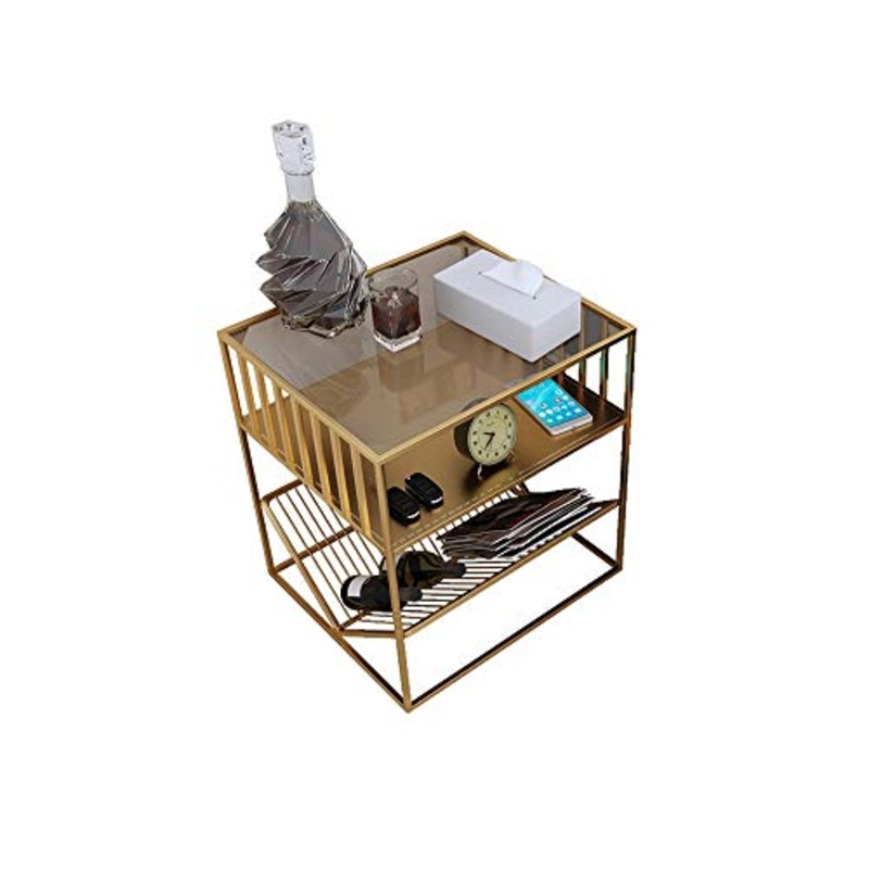 WALNUTA Modern Light Ferro Battuto Comodino Nordic Semplice Vetro Laterale Gabinetto Camera Governo di immagazzinaggio Metallo Angolo Gabinetto