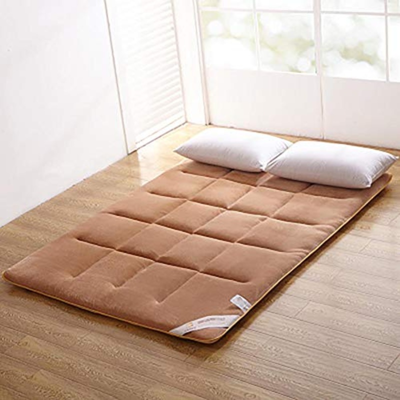 WSZGR Flanella Mat Addormentato Non-Scivolare Tatami Materasso Pieghevole Roll Up Letto per Gli Ospiti Shikibuton,Giapponese Futon Materasso Cammello 150x200cm/59x79inch