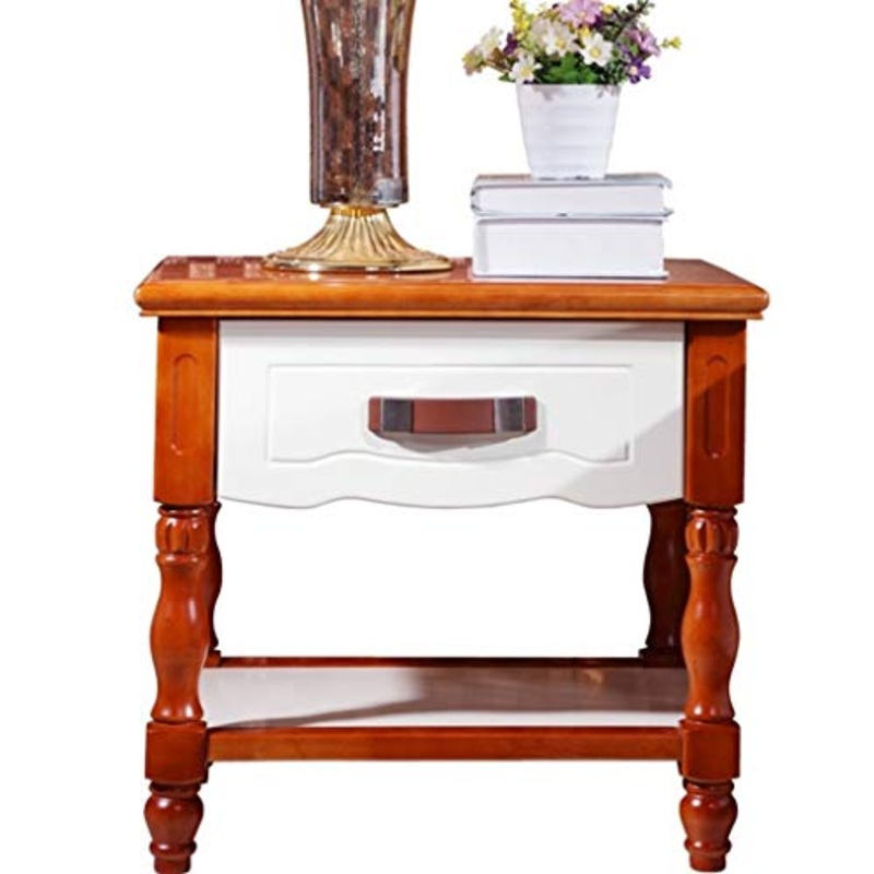 Yyqx comodino in legno massello comodino con 1 cassetto mensola armadio armadio multiuso piccolo tavolino terminale comodino camera da letto, 55 x 43 x 49 cm