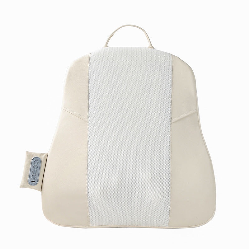 Beige Slim Wireless Shiatsu Back Massager Cushion – Rechargeable Heated Massage Pad for Full Back Relief