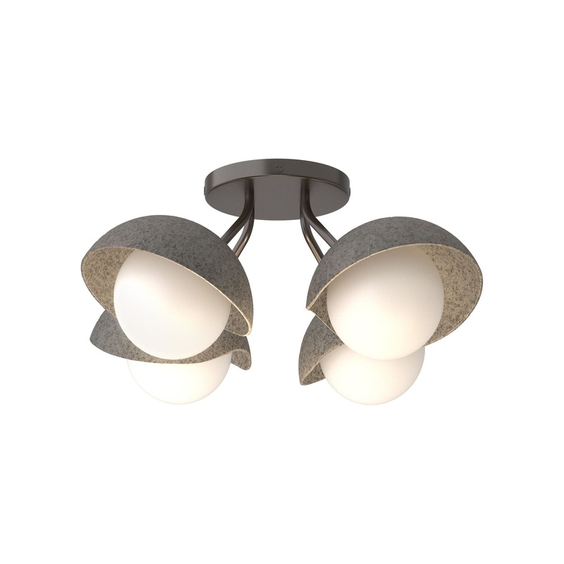 Brooklyn 4-Light Single Shade Semi-Flush Oil Rubbed Bronze Natural Iron