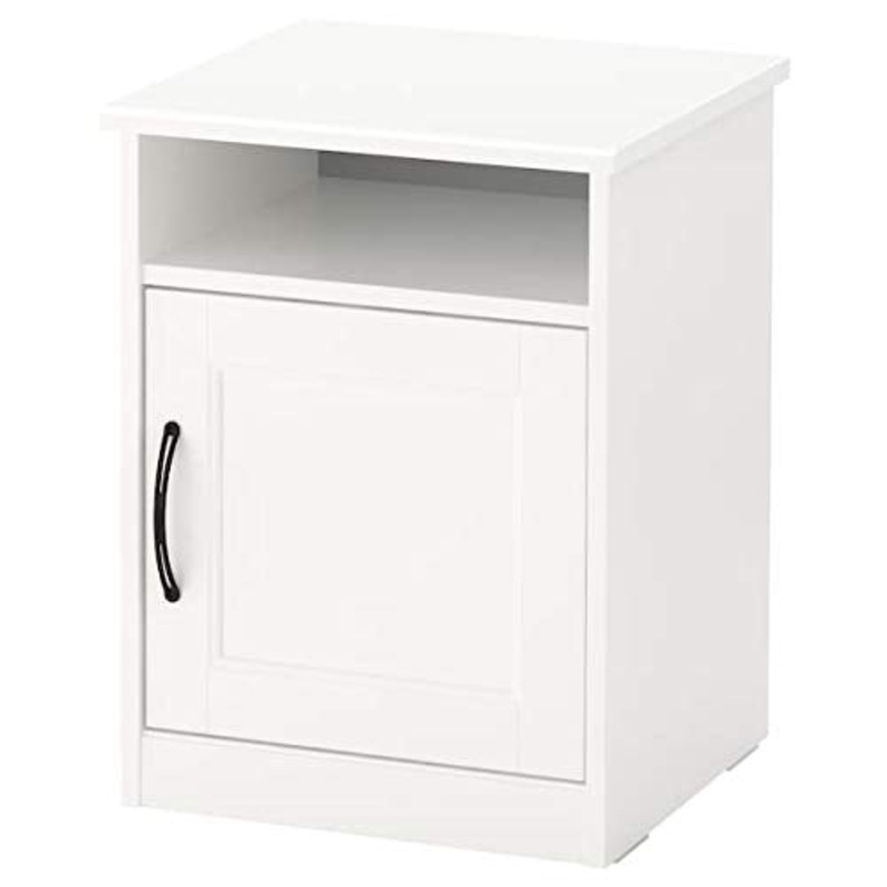 Comodino, bianco, 42 x 40 cm, resistente e facile da pulire. Tavolini da caff e comodini, tavolini e scrivanie. Mobili rispettosi dell’ambiente.