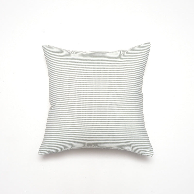 Green Pinstripe Pattern Set of 2 Decorative Cushion Covers – 45x45cm, Soft Polyester (Inserts Not Included)