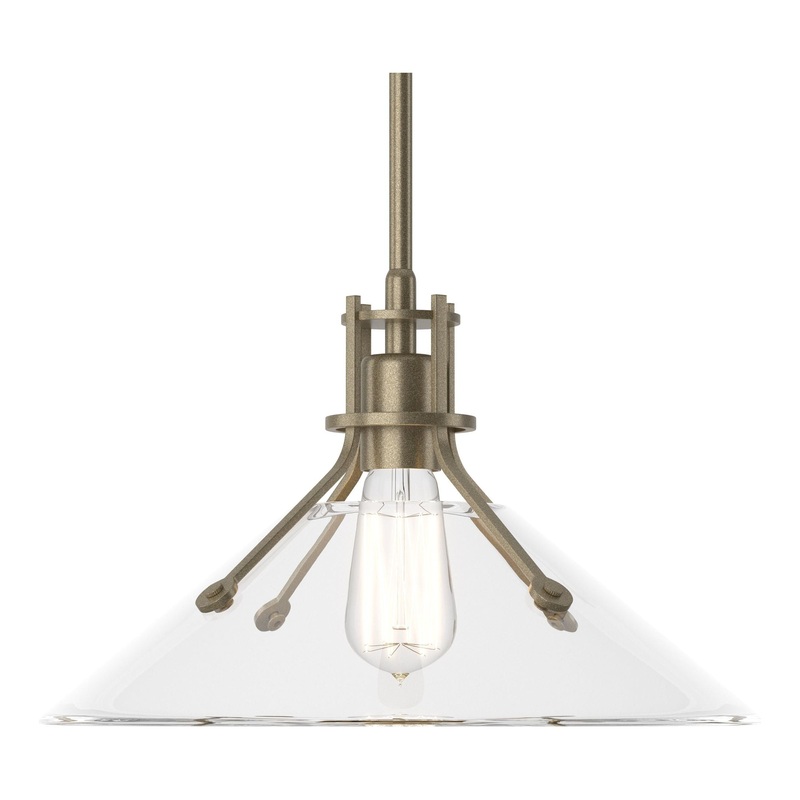 Henry Medium Glass Shade Pendant Soft Gold Clear Glass (ZM)