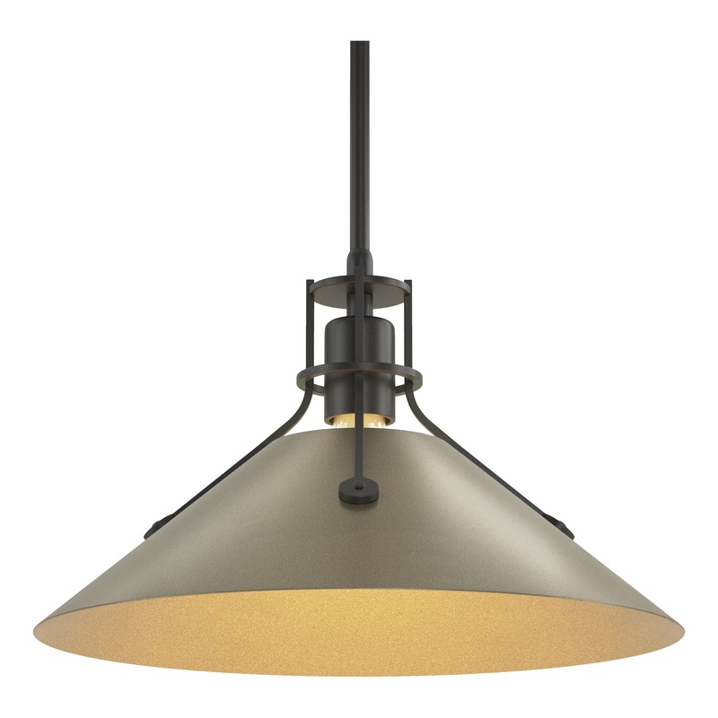 Henry Medium Steel Shade Pendant Black Soft Gold
