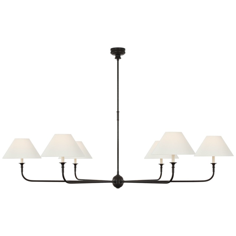LED Chandelier from the Piaf Collection in Aged Iron And Ebonized Oak Finish by Visual Comfort Signature