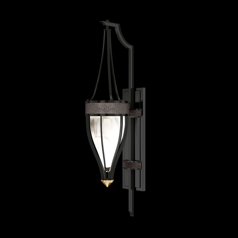 Mirage 32.5″H Sconce Black Iron/Brass/Pebble