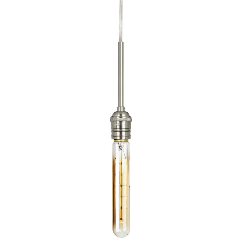 One Light Pendant from the Retro Tubular Collection in Satin Nickel Finish by Stone Lighting