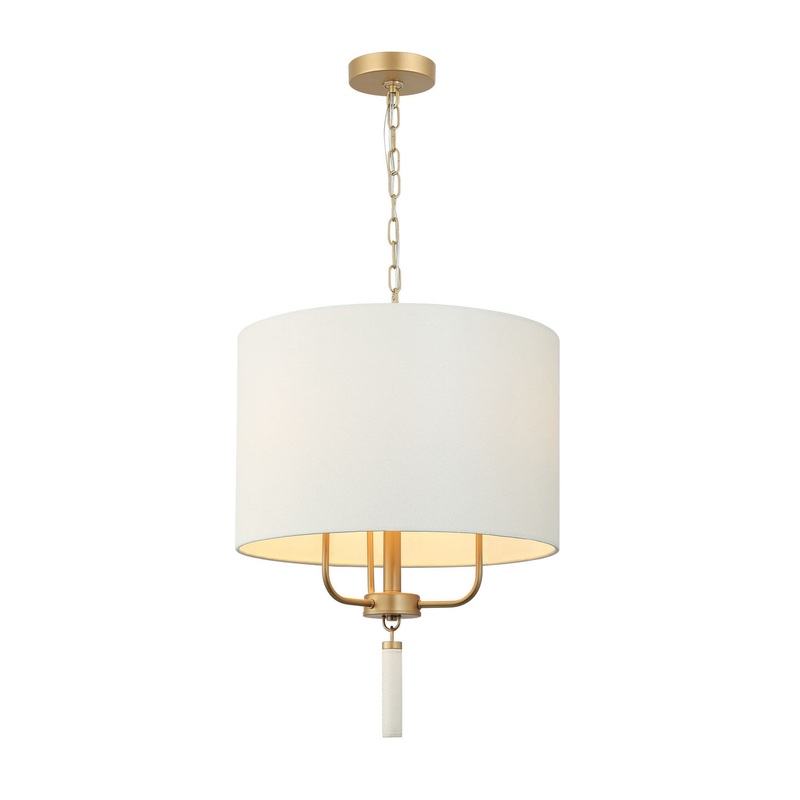 Three Light Pendant from the Secret Agent Collection in Painted Gold/White Leather Finish by Varaluz