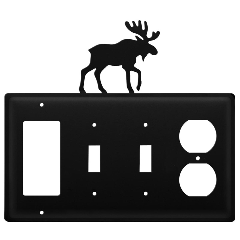 Village Wrought Iron EGSSO-19 Quad Moose Single GFI Double Switch and Single Outlet Cover CUSTOM Product