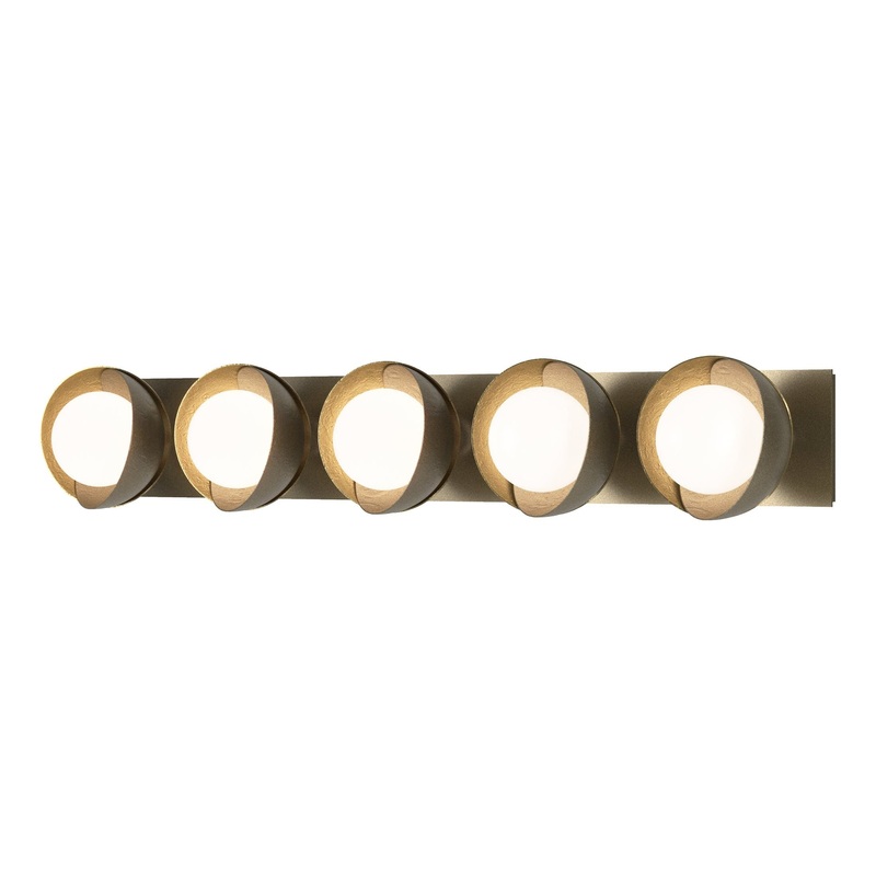 Brooklyn 5-Light Straight Double Shade Bath Sconce Soft Gold Modern Brass