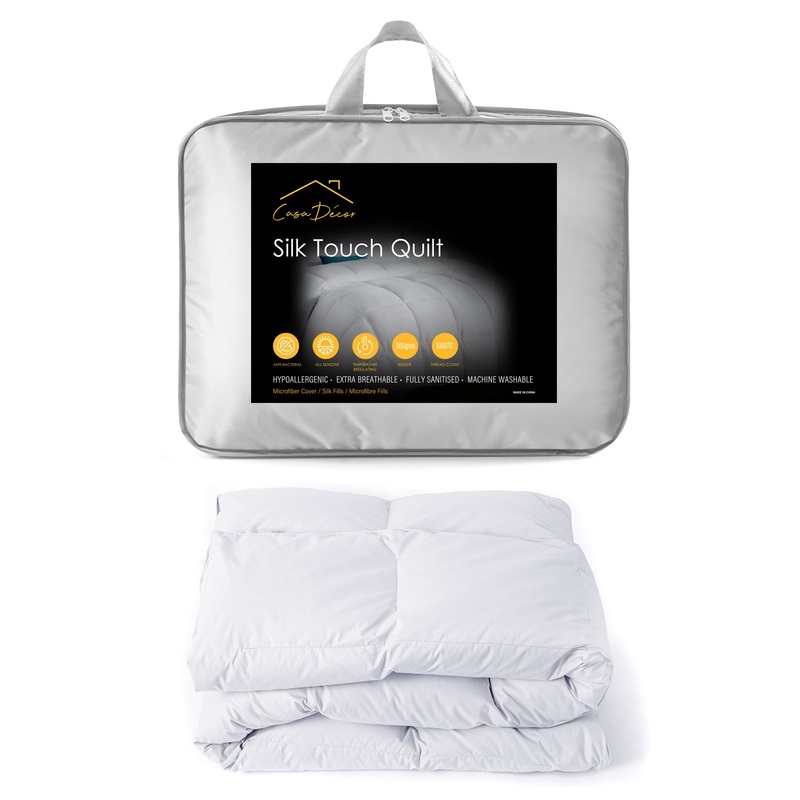 Casa Decor Silk Touch Quilt 360GSM All Seasons Antibacterial Hypoallergenic – King Single – White
