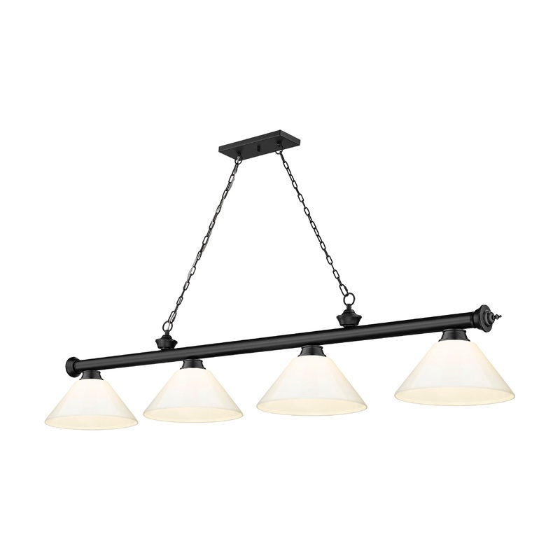 Cordon 4-Light Billiard Matte Black Cone White Plastic