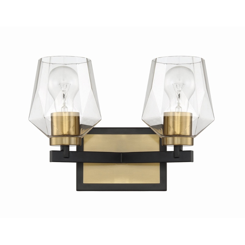 Craftmade 56902-FBSB Avante Grand Two Light Vanity Flat Black/Satin Brass