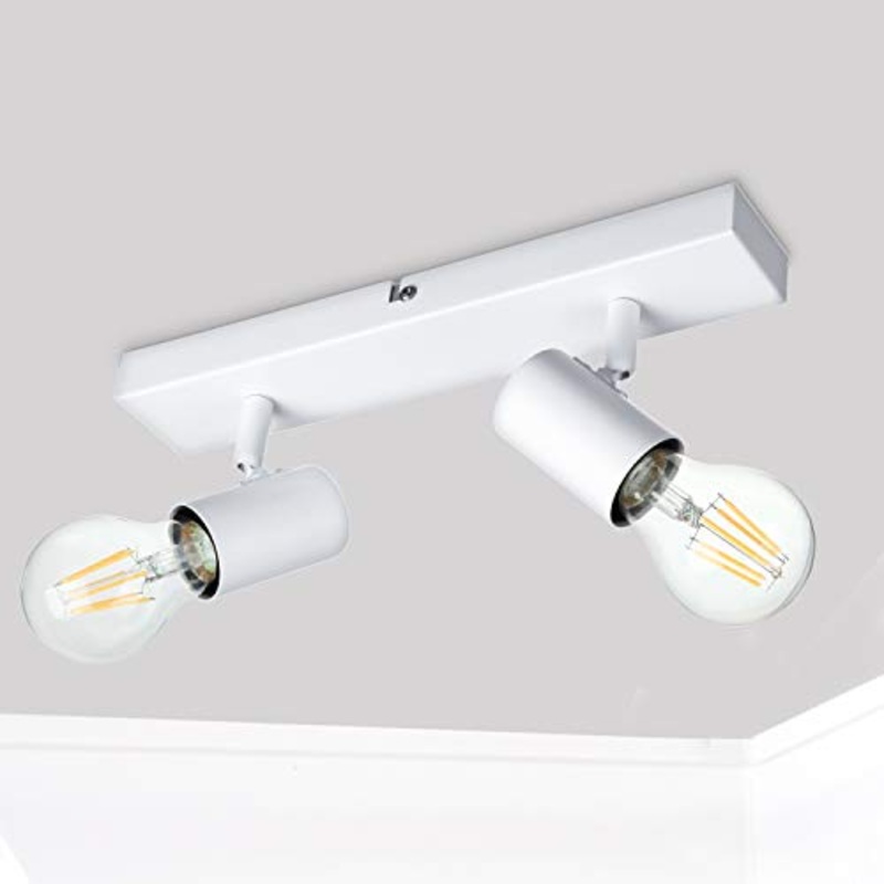 Dehobo Faretti da Parete Interno Orientabili, Bianco Lampadario Faretti Led Soffitto non Inclusa Lampadina E27, Luci da Soffitto e27 per Soggiorno, Corridoio, Entrata o Scale, Max Non pi di 60W