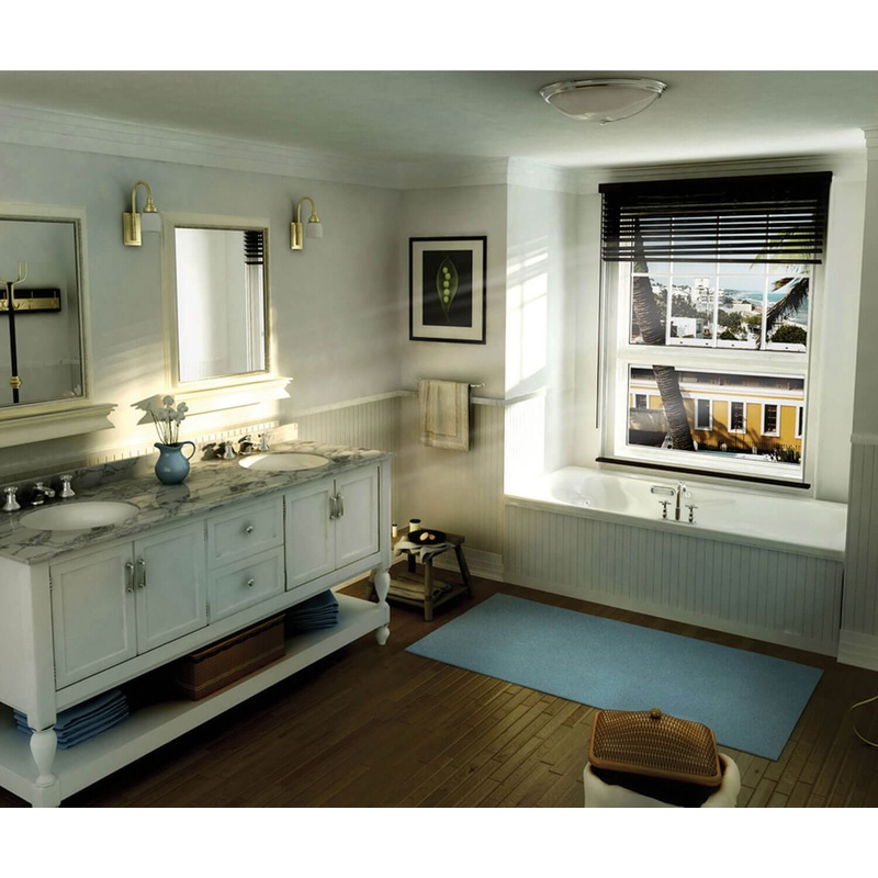 MAAX 101057-055-001 Topaz 7236 Acrylic Alcove End Drain Aerofeel Bathtub in White