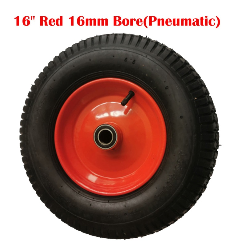 16″ Red 16mm BorePneumatic Tire Steel Rim for Hand Trolley Cart