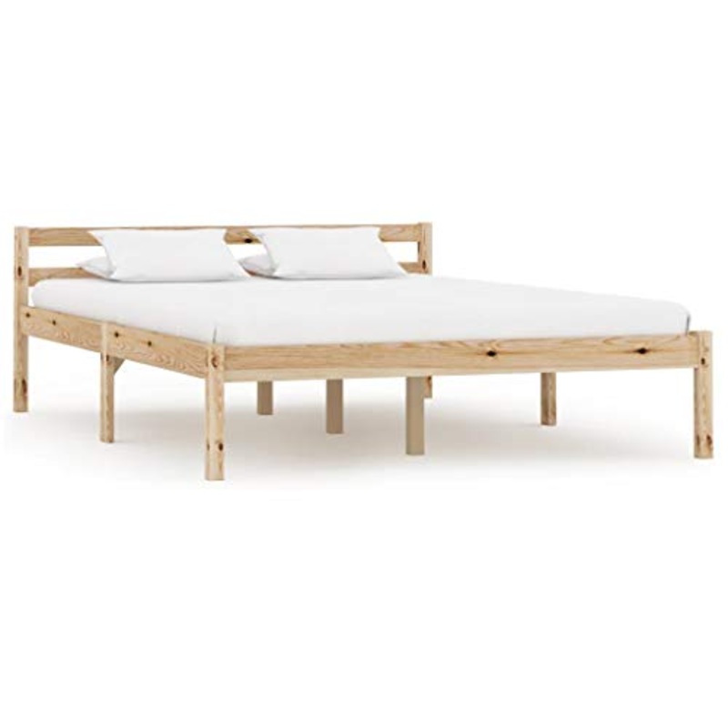 BIGTO – Struttura per letto in legno di pino massiccio, per camera da letto, colore: marrone, 140 x 200 cm