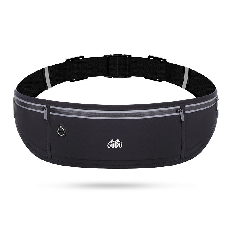 Black Adjustable Running Belt – Fits Large Phones, Reflective, Earphone Port