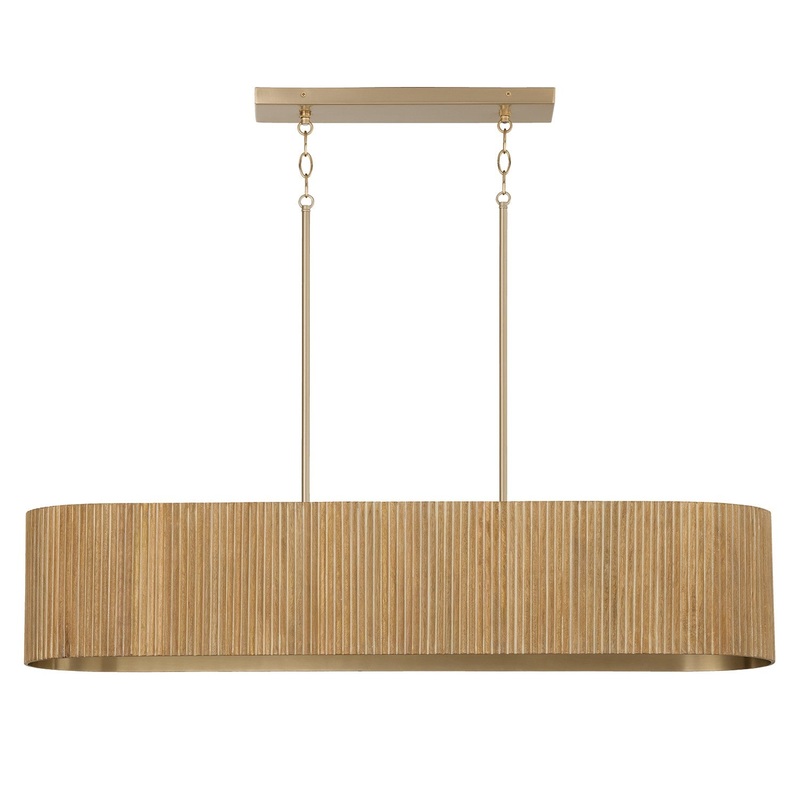 Five Light Island Pendant from the Donovan Collection in White Wash and Matte Brass Finish by Capital Lighting