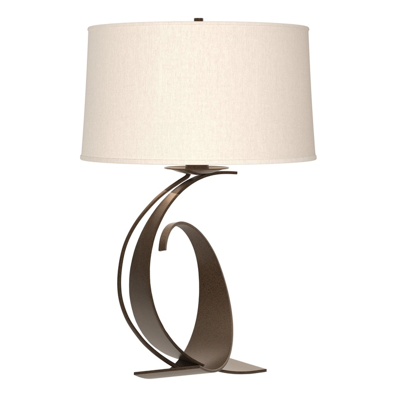 Fullered Impressions Large Table Lamp Bronze Flax Shade (SE)