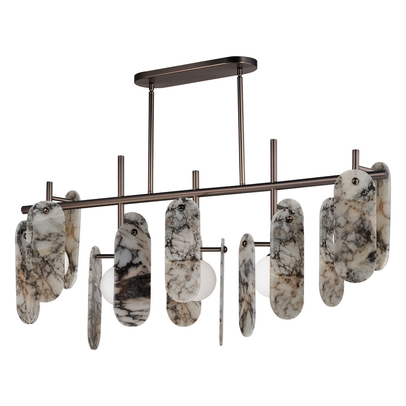 Megalith 5-Light Linear LED Pendant Brushed Bronze Striae Arya