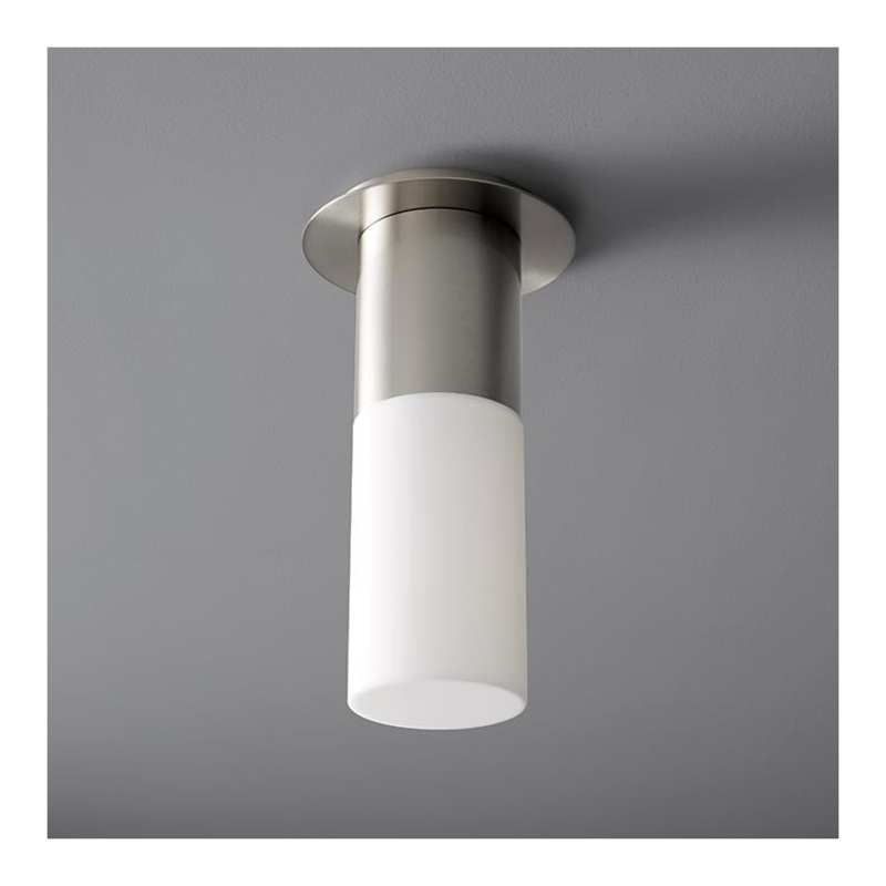 Pilar Single-Light Large LED Flush Mount Ceiling Fixture with Acrylic Shade – Satin Nickel