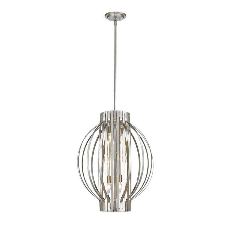 Six Light Pendant from the Moundou Collection in Brushed Nickel Finish by Z-Lite