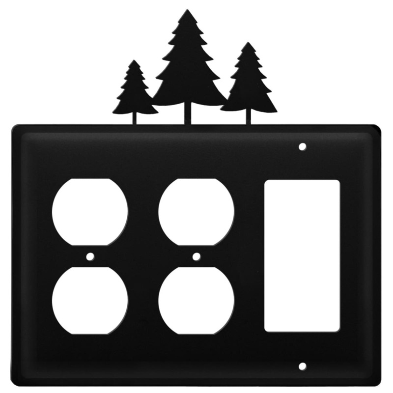 Village Wrought Iron EOOG-20 Triple Pine Trees Double Outlet and Single GFI Cover CUSTOM Product