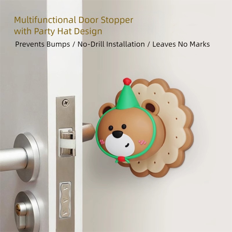 4 Pcs Pink Adorable Bear Wall Protector – Multi-Use Self-Adhesive Door Stopper Bumper
