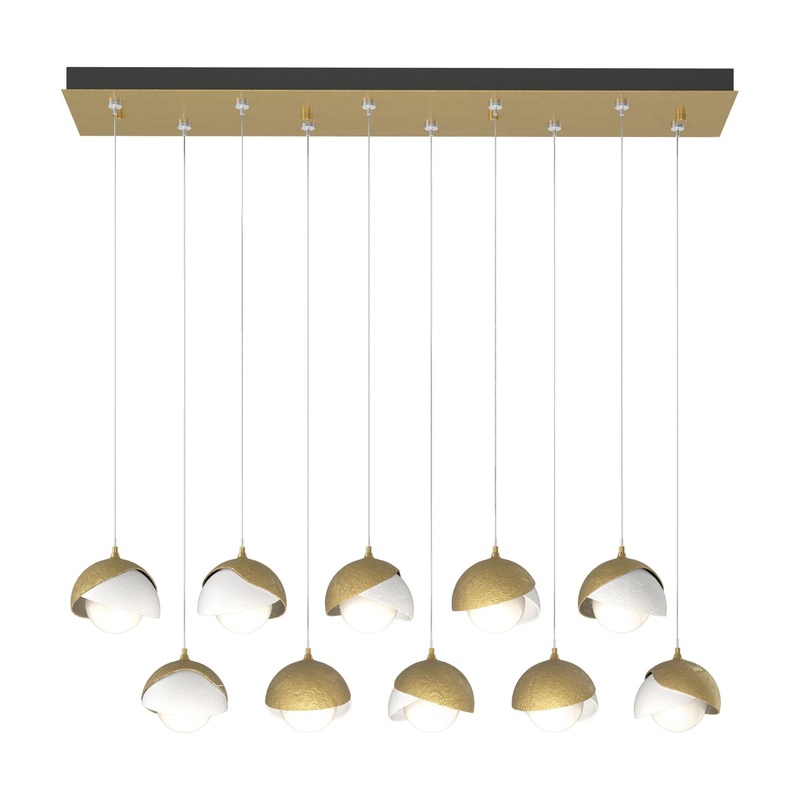 Brooklyn 10-Light Double Shade Pendant Modern Brass White