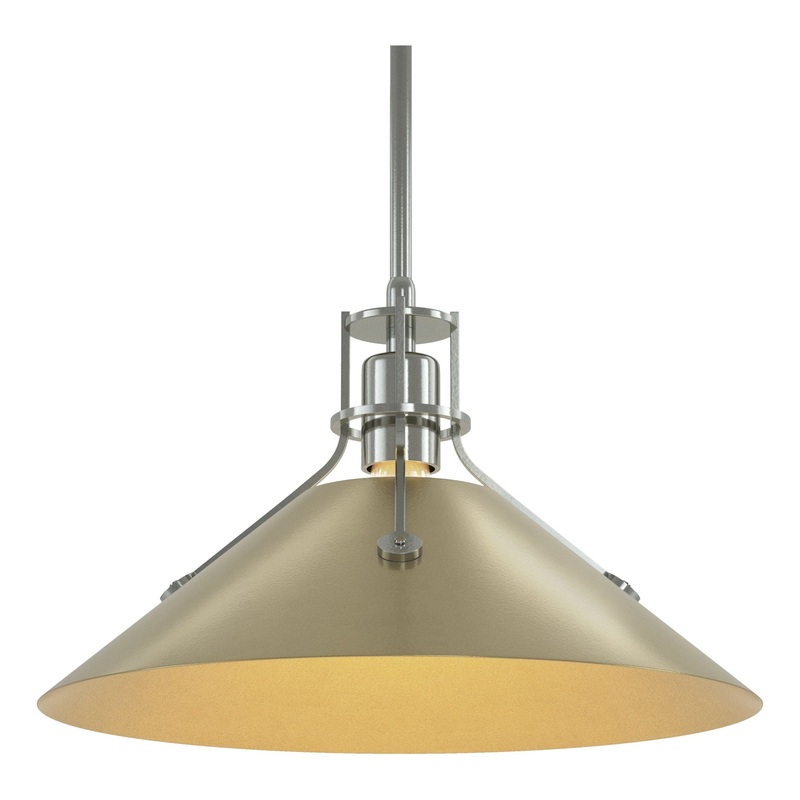 Henry Medium Steel Shade Pendant Sterling Modern Brass