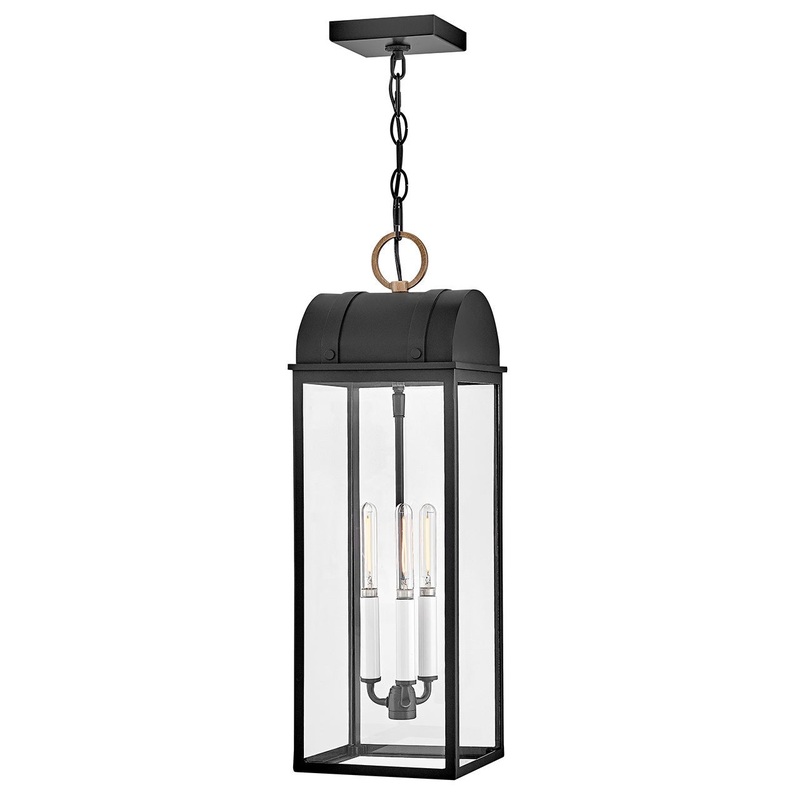 LED Hanging Lantern from the Campbell Collection in Black Finish by Hinkley