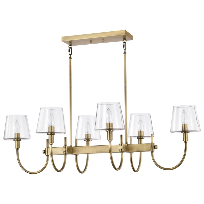 Six Light Island Pendant from the Brookside Collection in Vintage Brass Finish by Nuvo Lighting