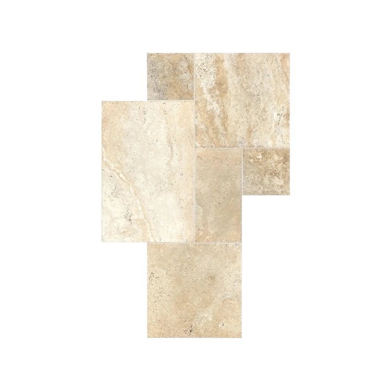 Travertine Cobble Stone Picasso Chiseled/Brushed Pattern Set 73-519