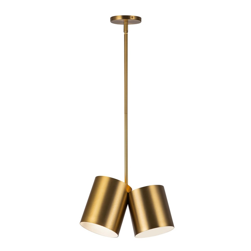 Two Light Pendant from the Keiko Collection in Brushed Gold Finish by Kuzco Lighting