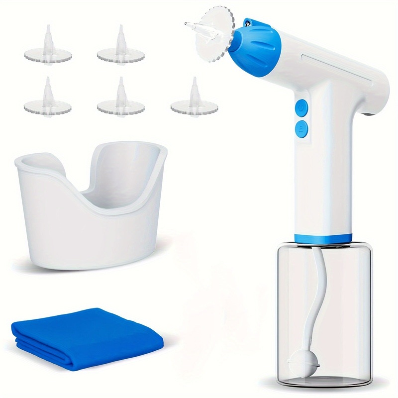 White Electric Earwax Irrigator Set – Gentle and effective earwax cleaner with collection basin and earplugs
